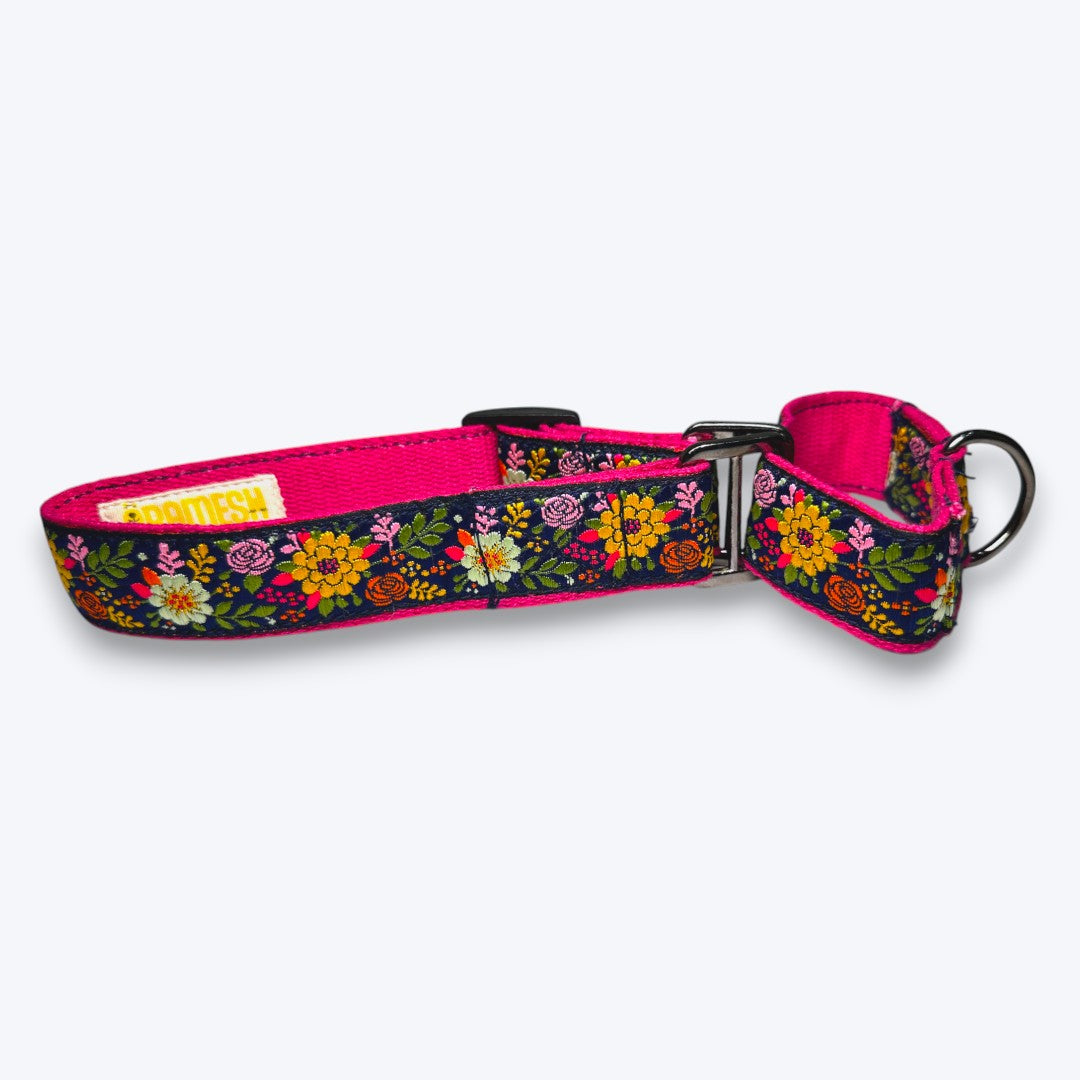 Aramesh Coastal Bloom Martingale Collar for Dogs (Pink and Navy Blue) image 2