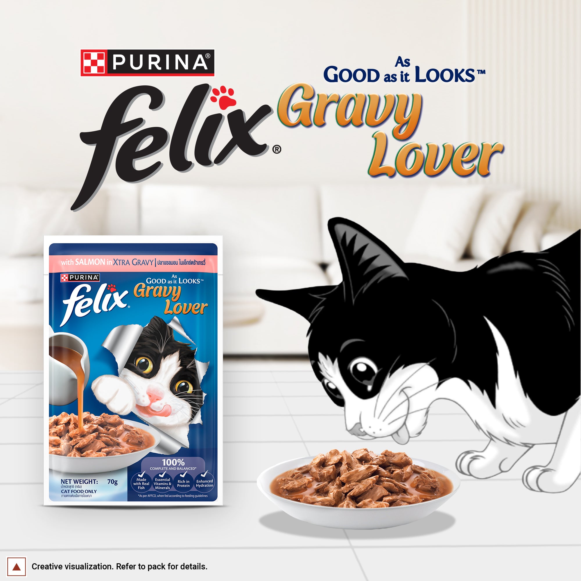 Purina Felix Gravy Lover Salmon Chunks Adult Complete and Balanced Cat Wet Food image 2