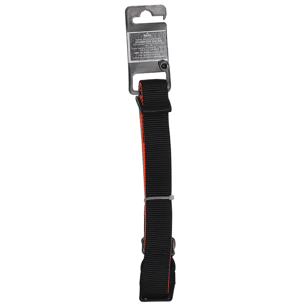 Basil Nylon Padded Collar for Dogs (Black/Orange) image 5