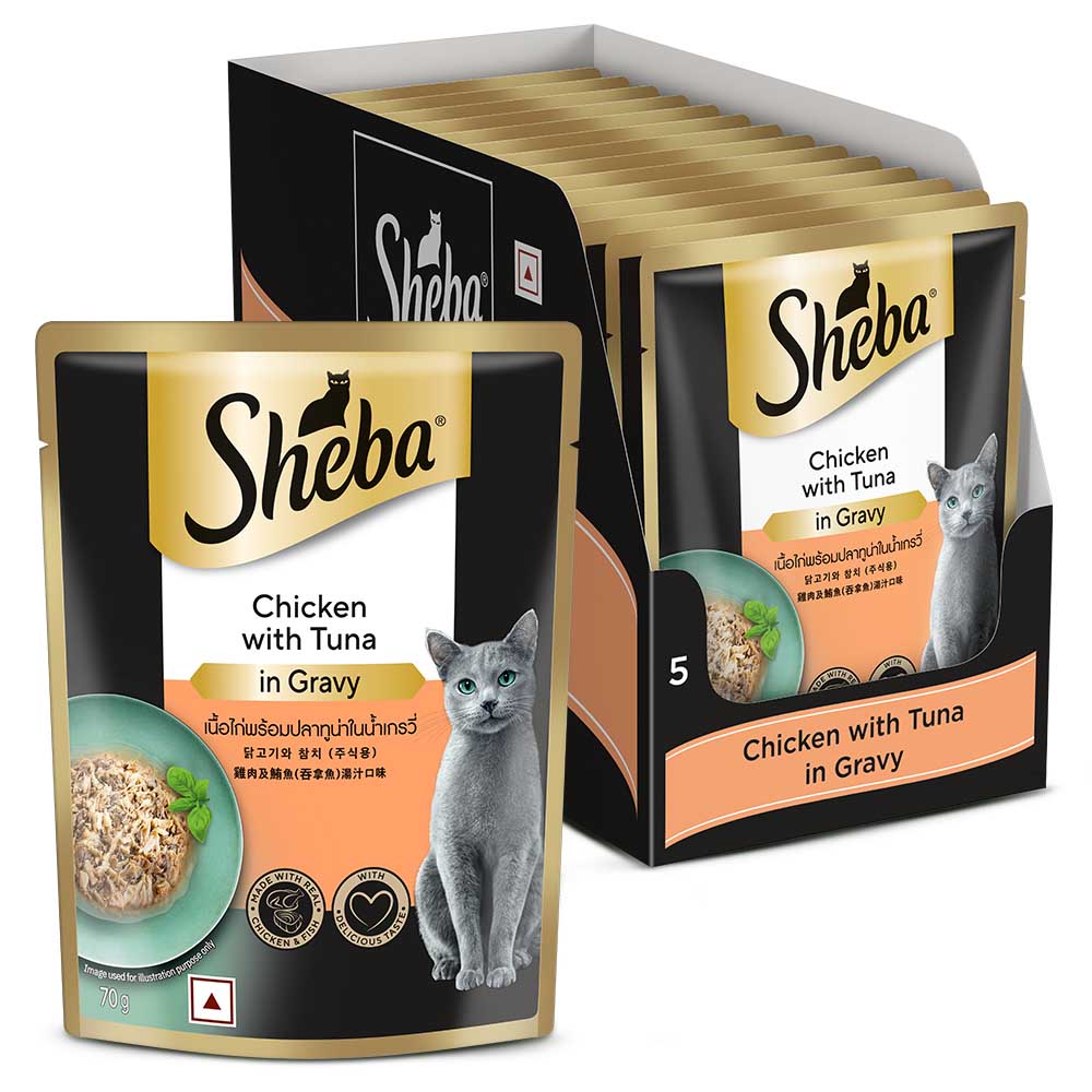 Sheba Chicken With Tuna In Gravy Rich Premium Adult Fine Cat Wet Food image 4