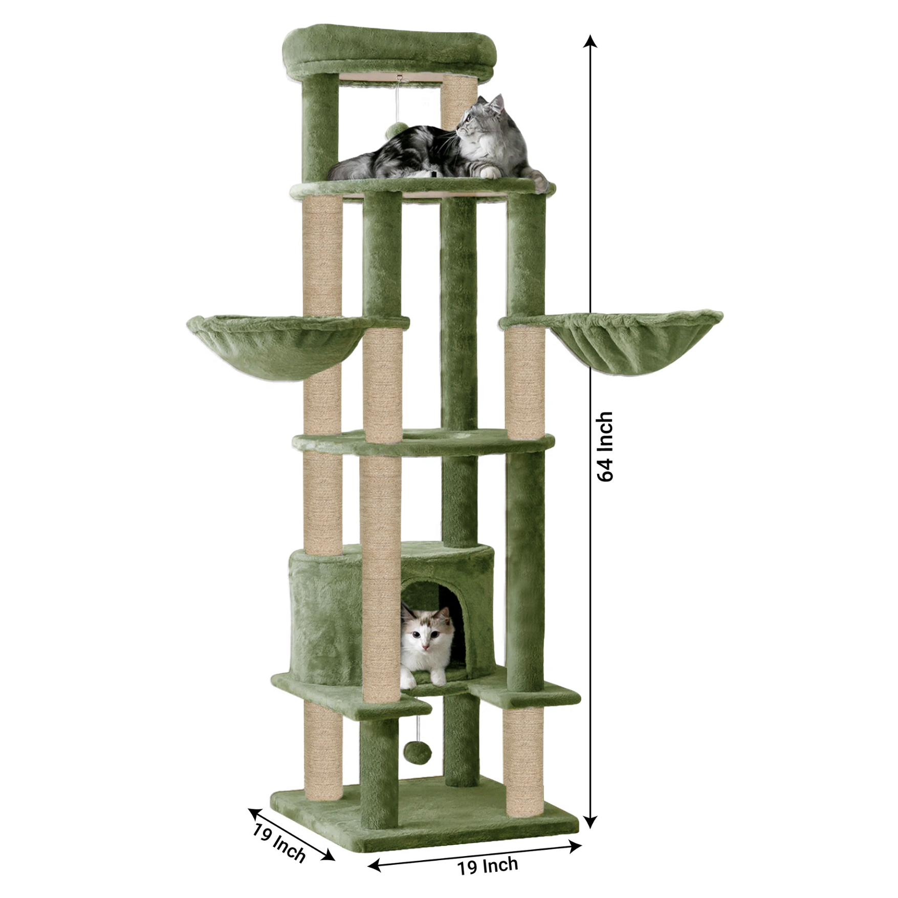 Furrlovers Multi Level Cat Tree Tower with Scratching Posts, Hammock & Condo (Green) image 9