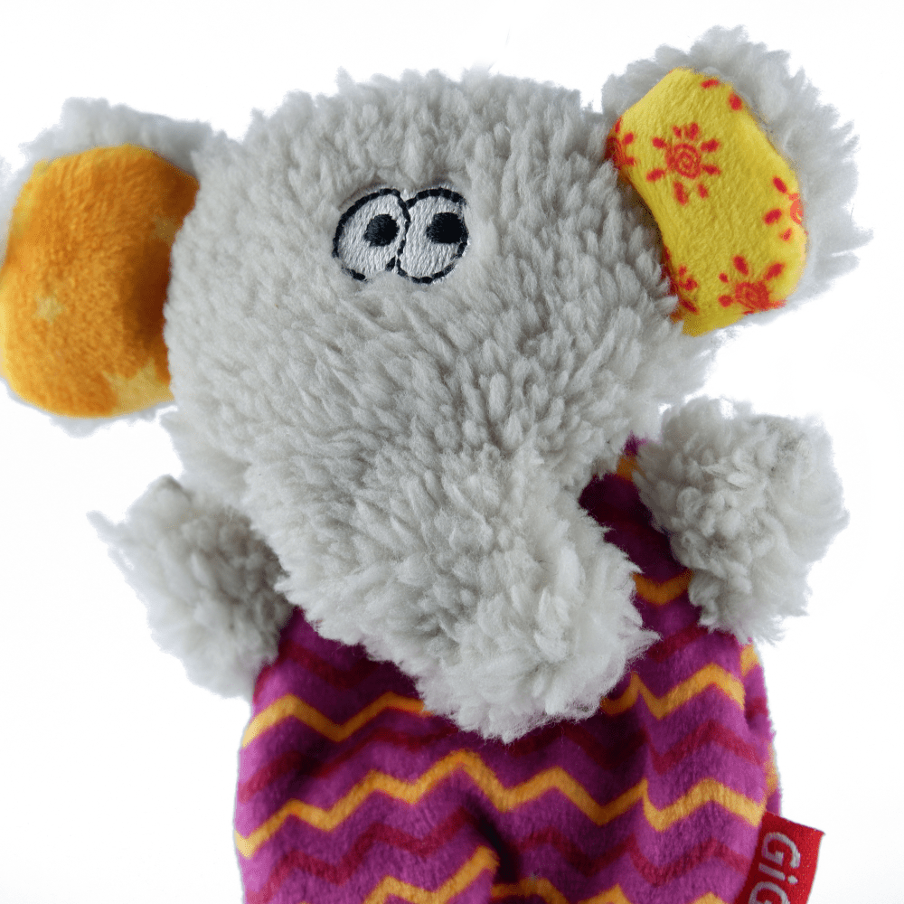 GiGwi Plush Friendz with Refillable Squeaker Elephant Toy for Dogs (Grey/Red) | For Medium Chewers image 5