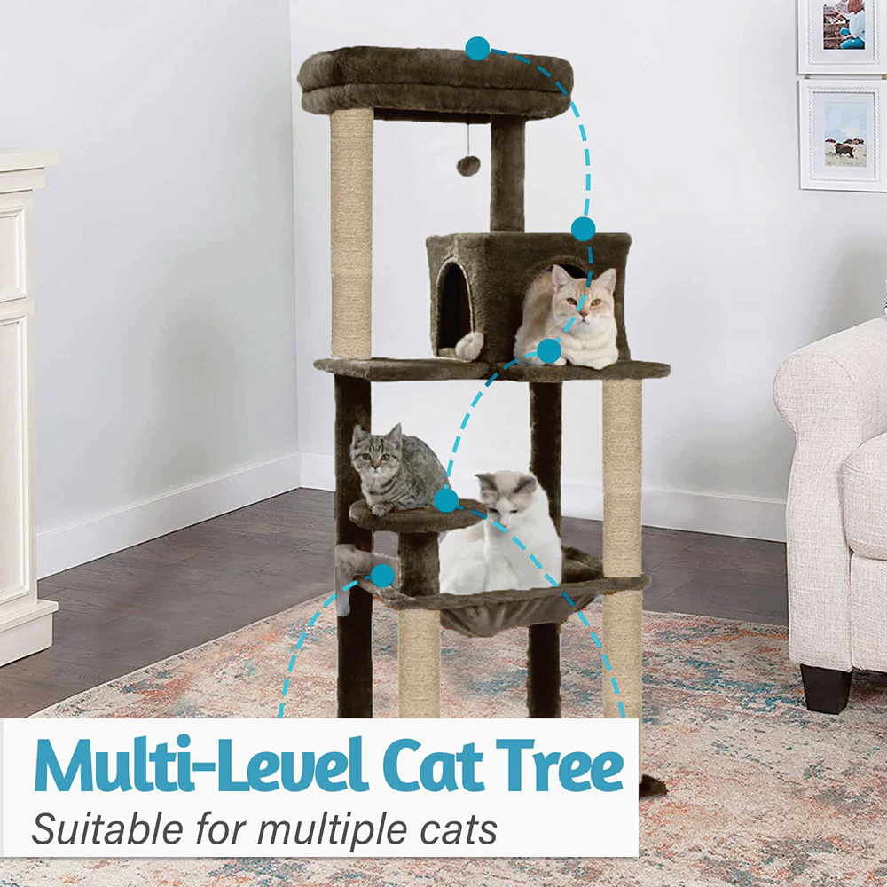 Furrlovers Cat Tree with Condo, Hammock, Hanging Ball & Jute Rope Scratching Posts image 5