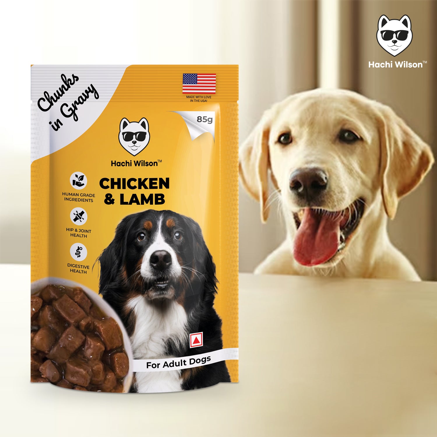Hachi Wilson Premium Chicken & Lamb with Chunks in Gravy Dog Wet Food image 4