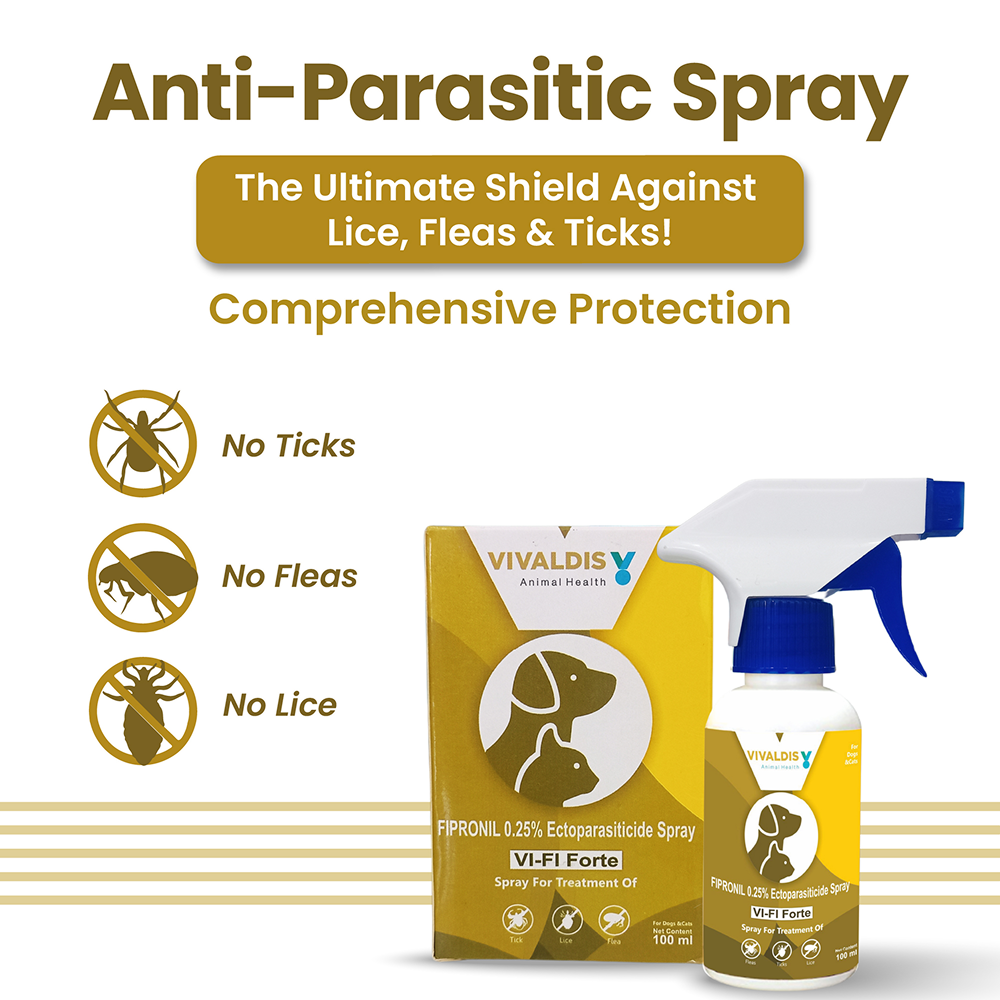Vivaldis Vi-Fi Forte Spray (Fipronil) Tick & Flea Control for Dogs & Cats (100ml) image 2