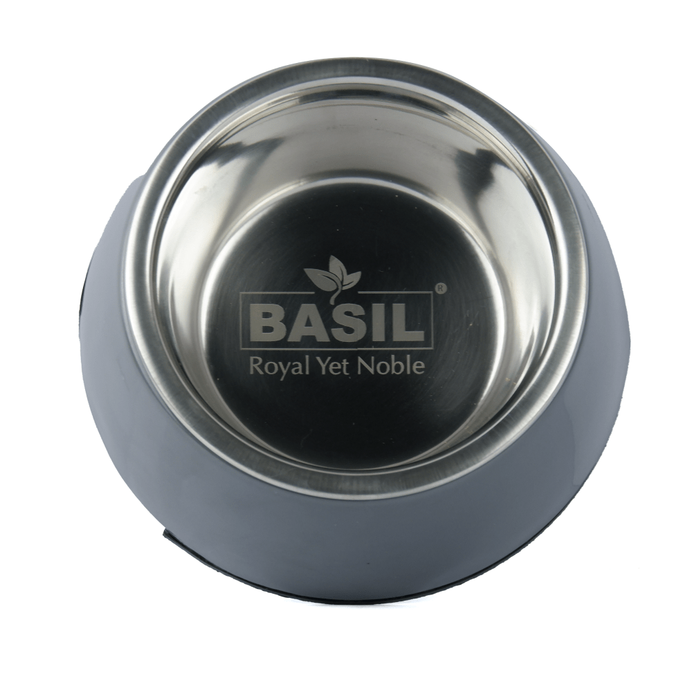 Basil Solid Color Melamine Bowl for Dogs and Cats (Grey) image 4