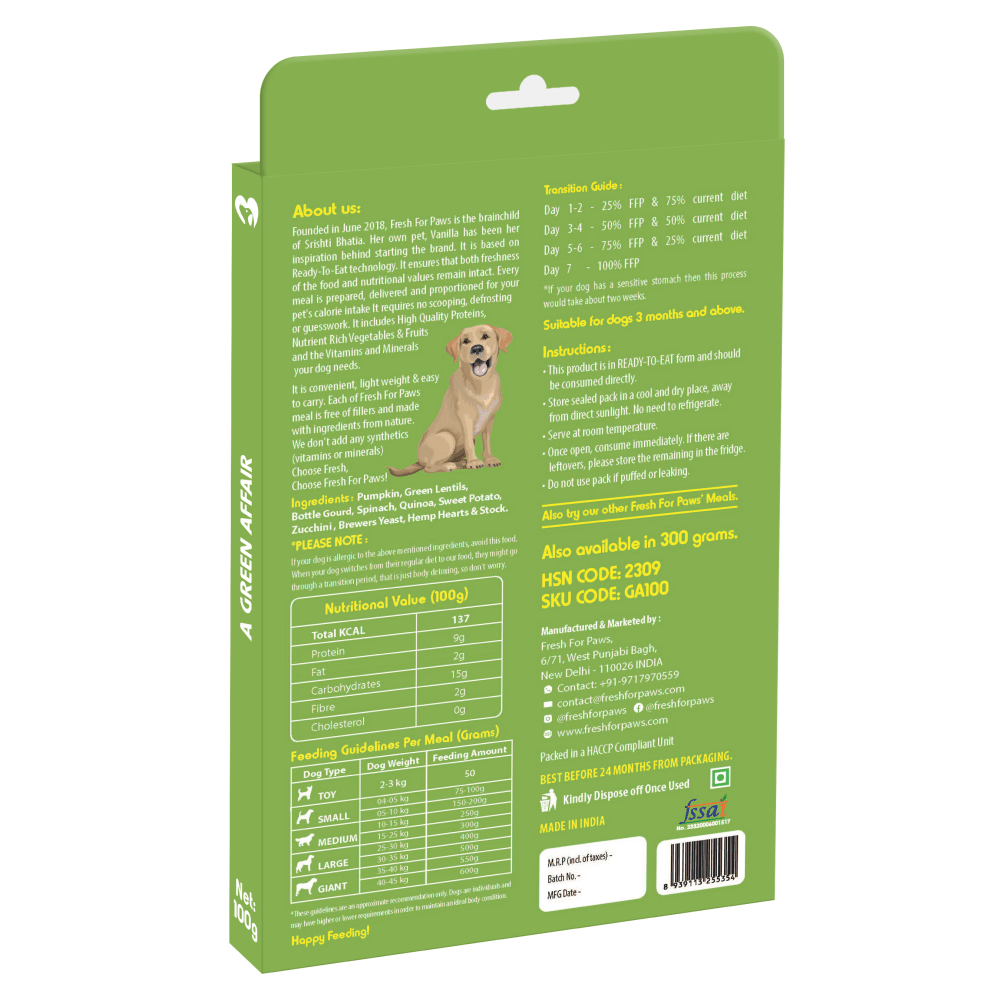 Fresh For Paws A Green Affair Grain Free & Vegan Dog Wet Food (100g) image 3