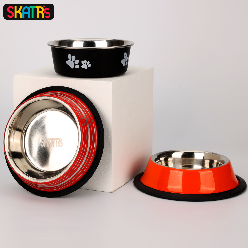 Skatrs Anti Skid Glossy Bowl for Dogs and Cats (Orange) image 4