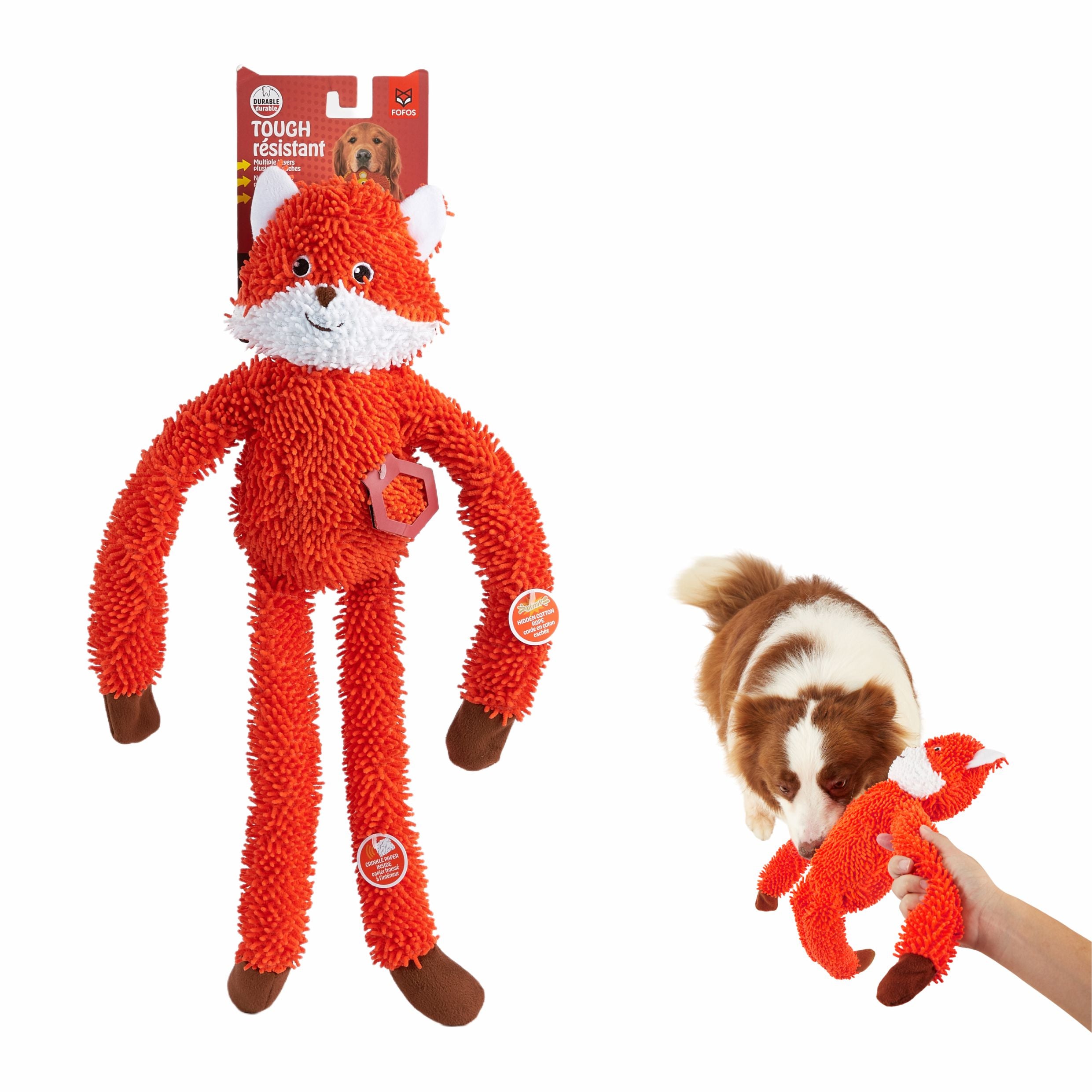 Fofos Fox Long Body Tough Plush Toy for Dogs image 8