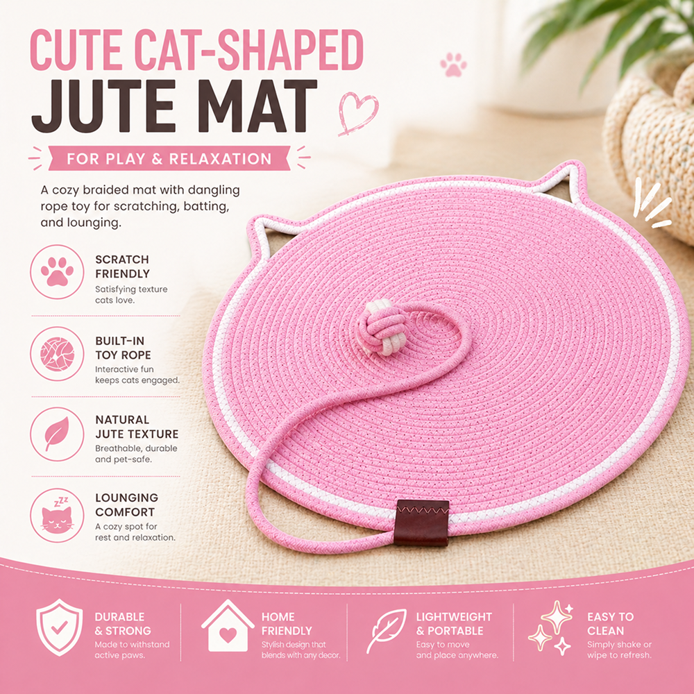 Talking Dog Club Rope Scratching Mat for Cats (Pink) image 5