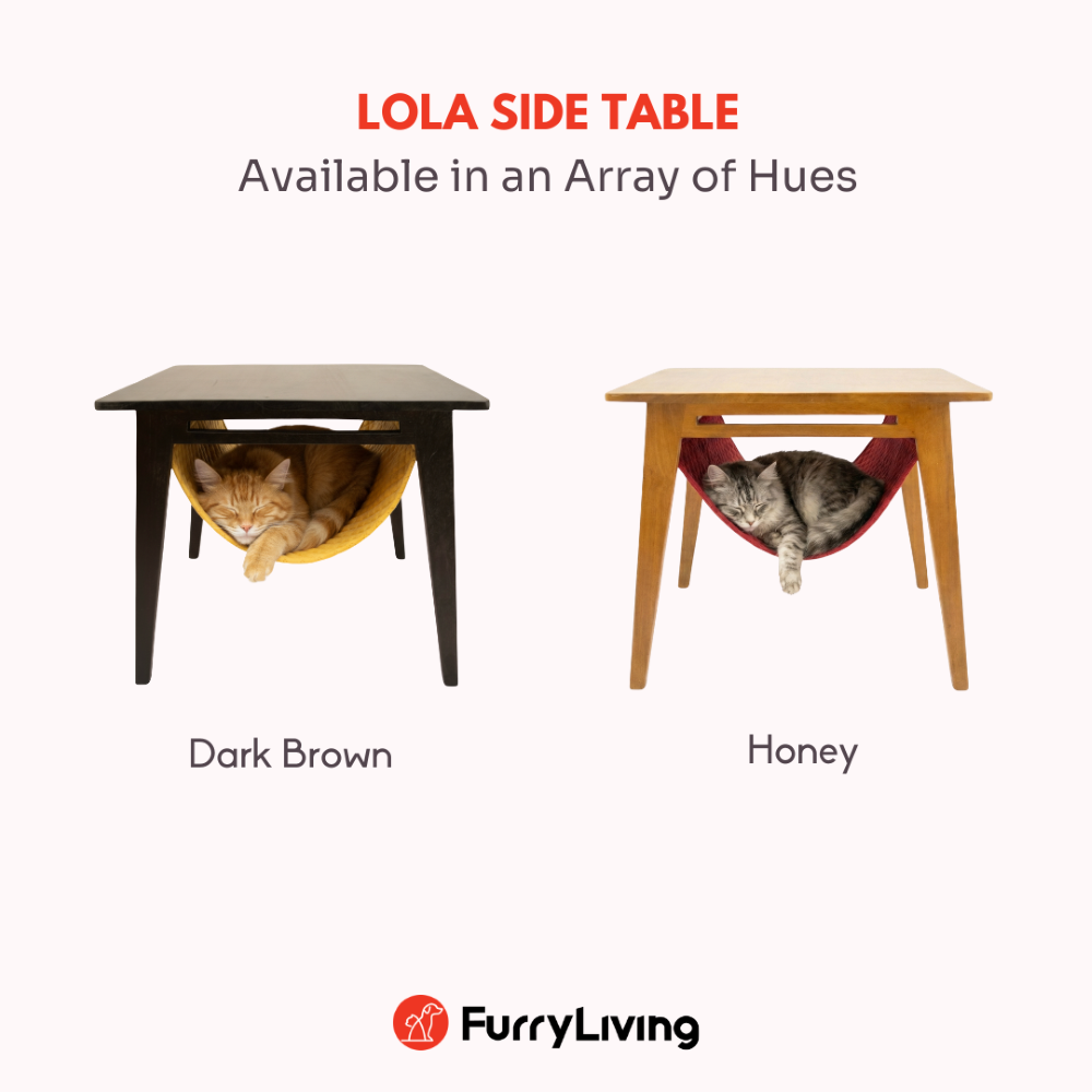 FurryLiving Lola Side Table with Perch Fabric for Cats (Honey/Red) image 5