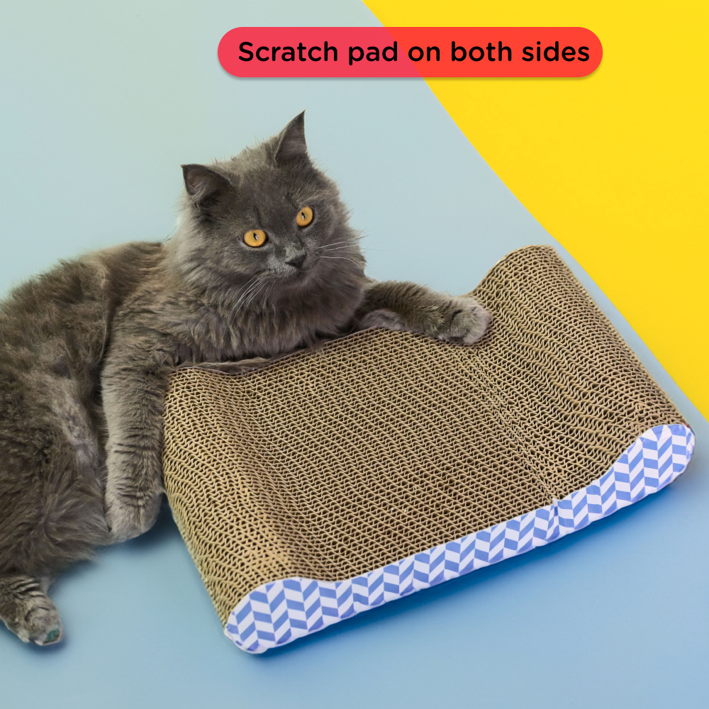 Skatrs Lounge Corrugated Cardboard Scratcher Pad Toy With Catnip for Cats (Length 38cm)