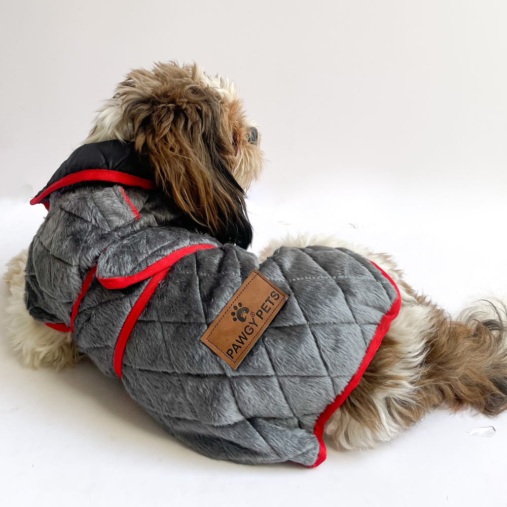 Pawgypets Reversible Quilted Jacket for Dogs and Cats (Grey/Red) image 3