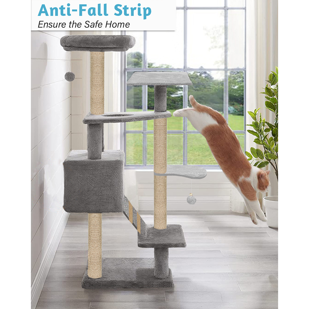 Furrlovers Fur Fabric Multilevel Activity Tree with Detachable Bed & Climbing Ladder for Cats (Grey) image 5
