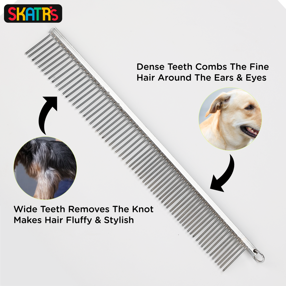 Skatrs Stainless Steel Rounded Teeth Grooming Comb Brush  Dogs and Cats (Silver) image 3