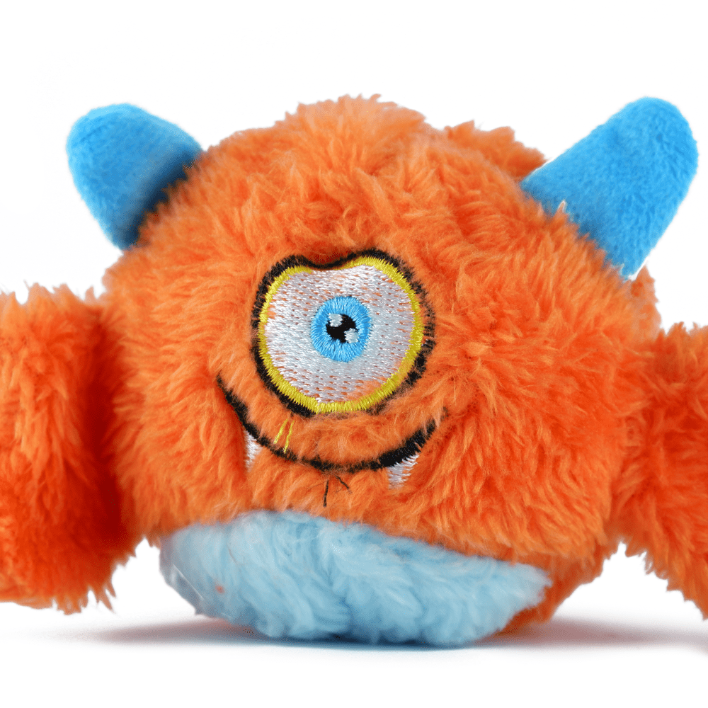 Basil Plush Monster Ball Toy with Squeaky Ball Inside for Dogs and Cats | For Medium Chewers (Orange) image 3