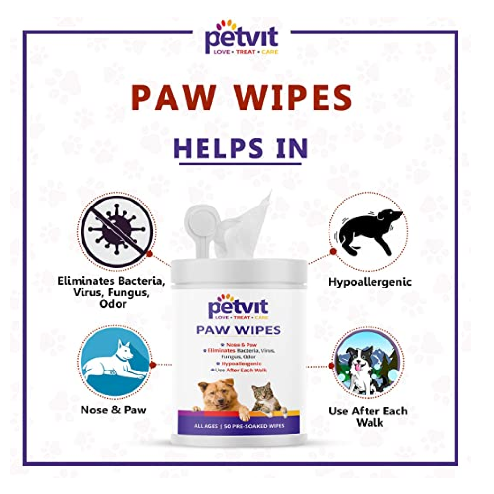 Petvit Paw & Nose Wipes for Dogs and Cats image 2
