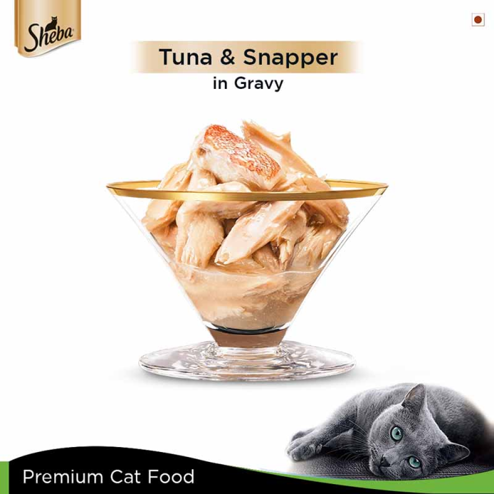 Sheba Complete Nutrition Tuna White Meat & Snapper In Gravy Cat Wet Food and Salmon Flavour Irresistible Cat Dry Food Combo image 4