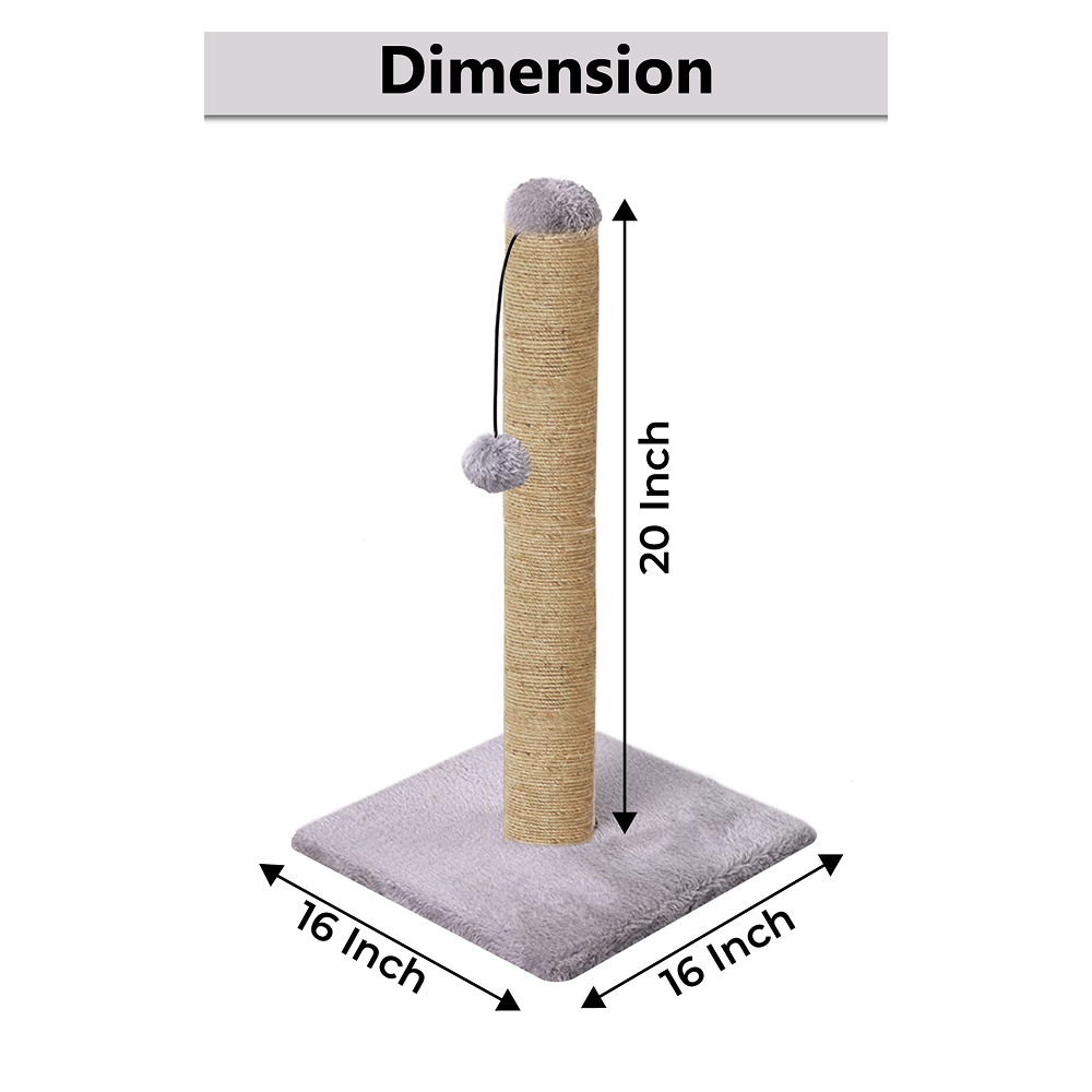 Furrlovers Cat & Kitten Scratching Post Tree with Hammock, Toy & Jute Rope (Grey) image 7