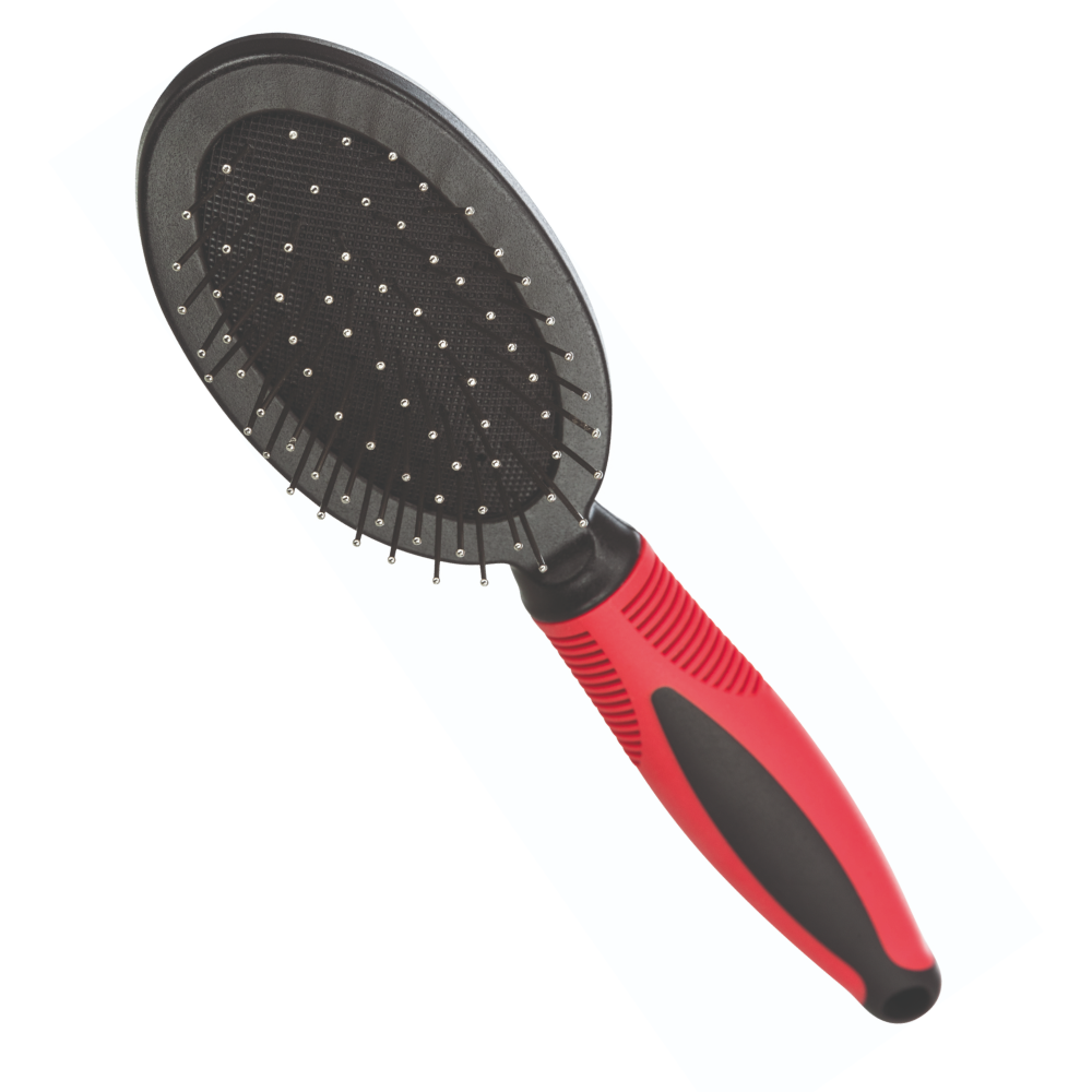 Trixie Double Sided Pin and Bristle Brush for Dogs (Black/Red) image 2