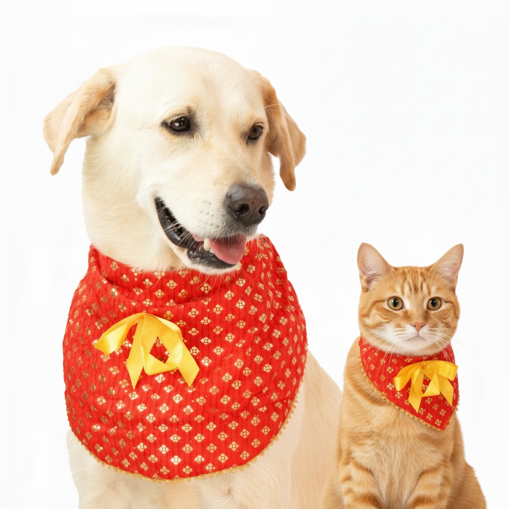 Skatrs Ethnic Bandana for Cats and Dogs (Red)