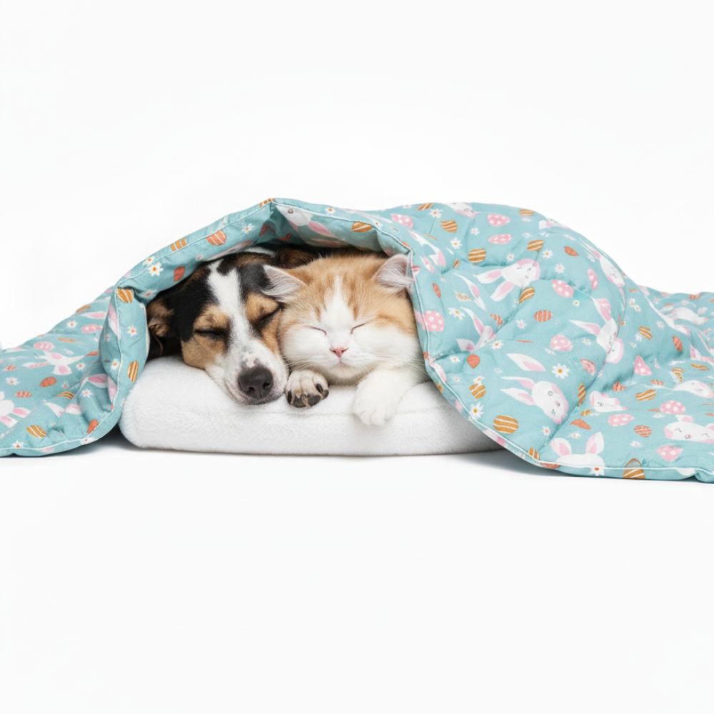 Skatrs Bunny Bloom Blanket for Dogs & Cats (Light Blue)