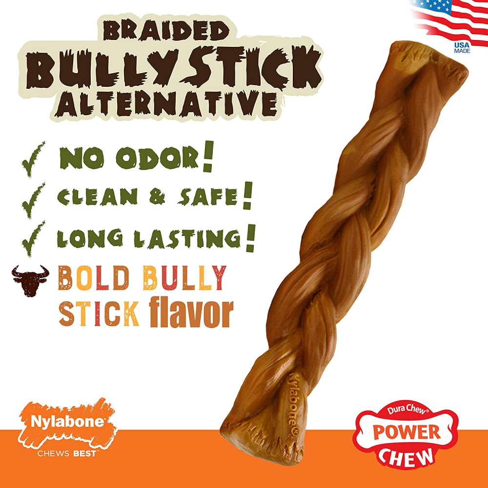 Nylabone Braided Bully Stick Power Chew Alternative Toy for Dogs image 5