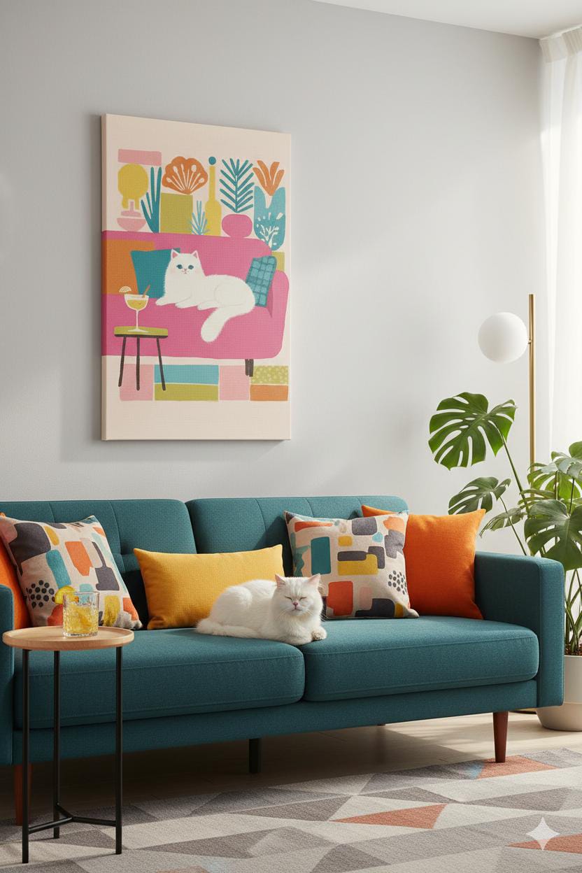 EverythingBoho The Cool Persian Cat Wall Art (Black) image 2