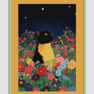 EverythingBoho Sci Fi Cat Framed Art (Olive Green)