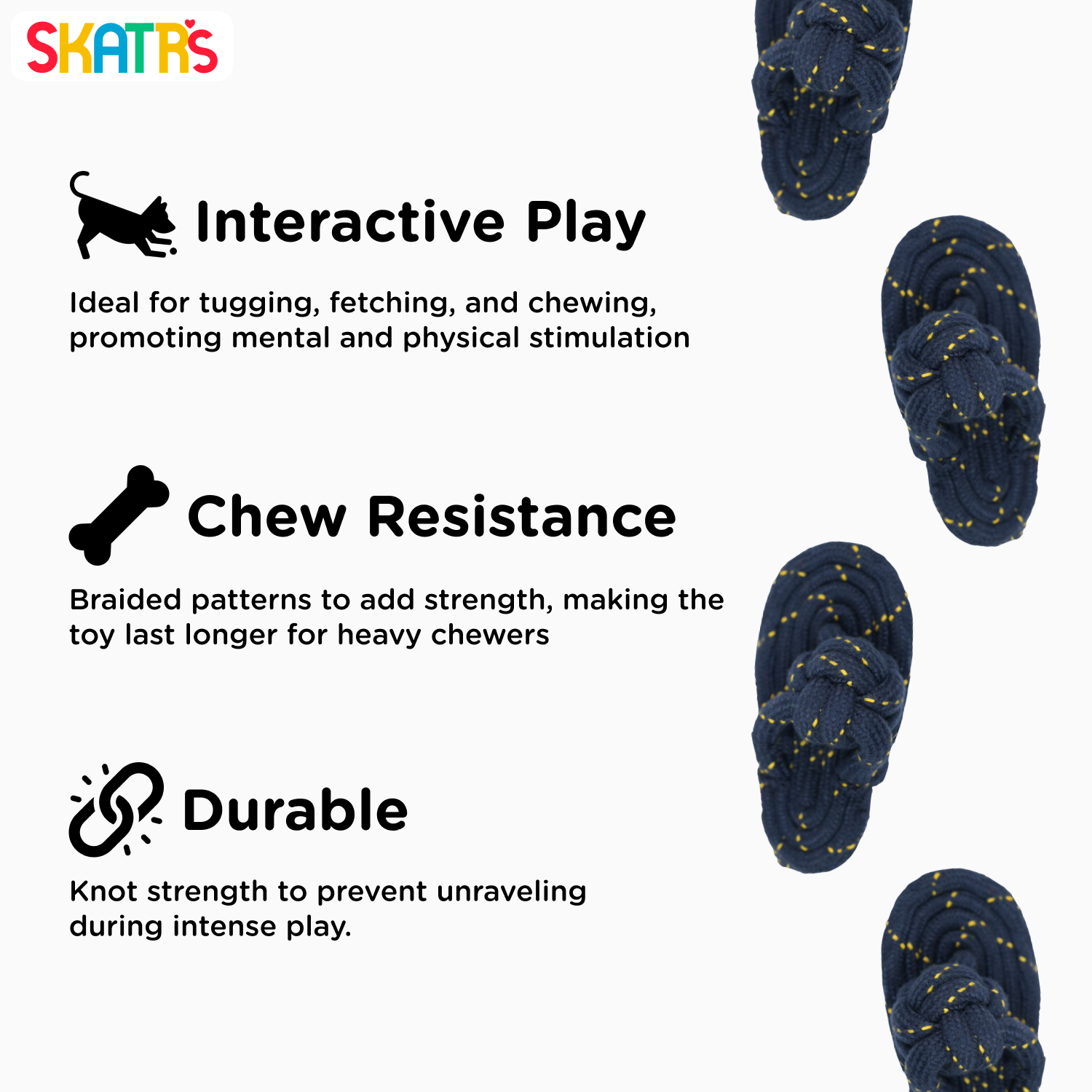 Skatrs Sandal Shaped Hand Made, Durable Rope Chew Toy for Dogs & Cats image 3