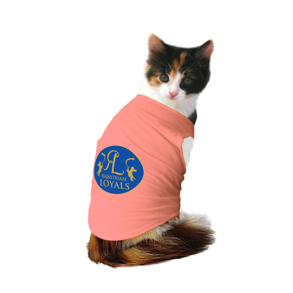 Ruse IPL "Rajasthan Loyals" Printed Tank Jersey for Cats (Salmon) | Indian Pet League