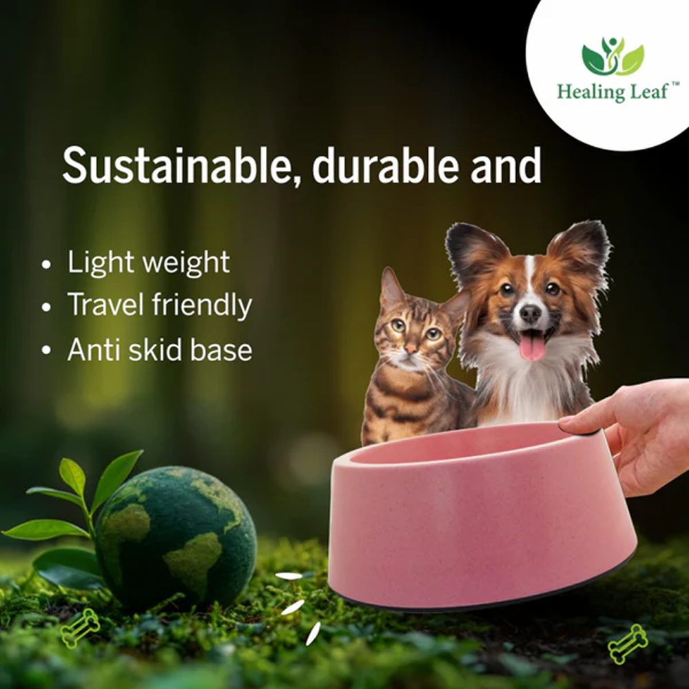 Healing Leaf Eco Friendly Bamboo Bowl for Dogs and Cats (Purple) image 3