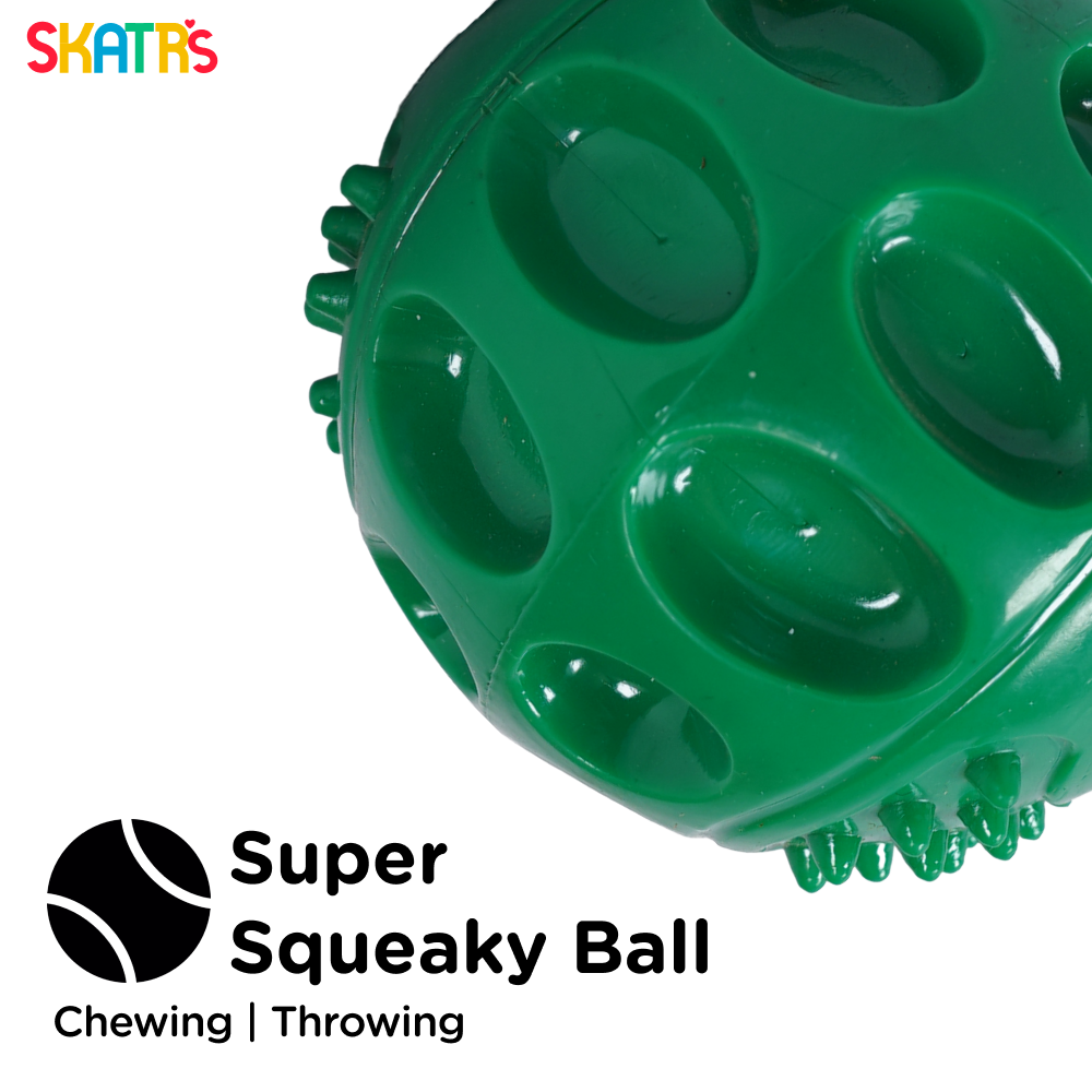 Skatrs Rubber Squeezy Ball Toy for Dogs and Cats (Green) image 3