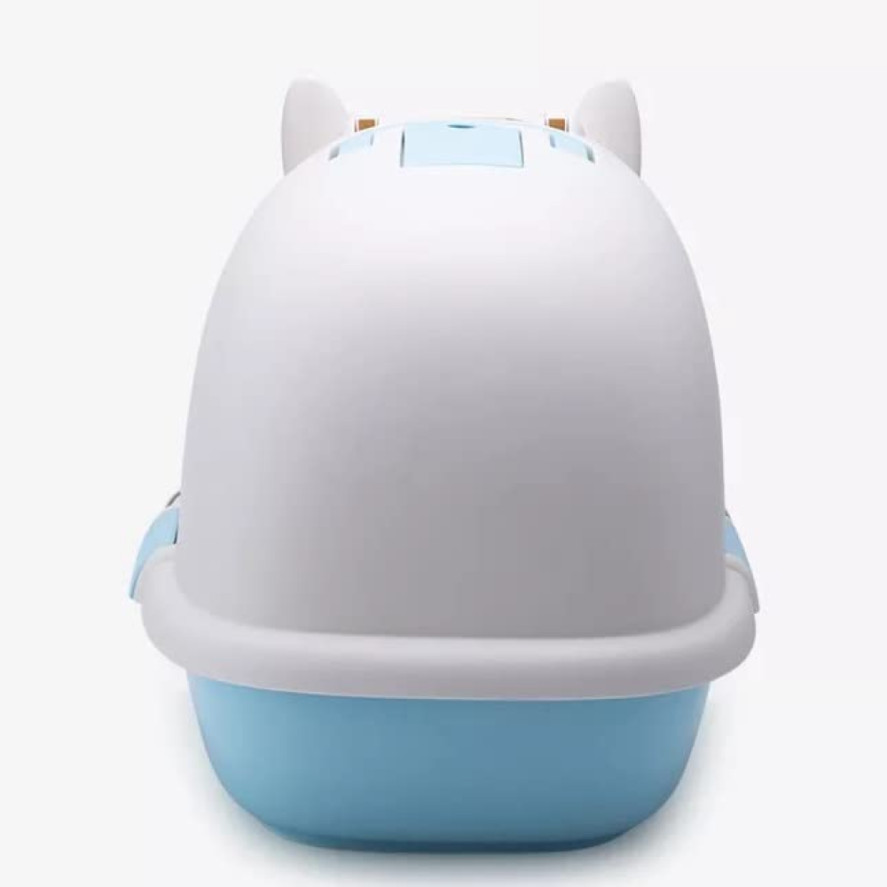 PetGains Fully Enclosed Litter Box Deodorant Anti Stink Toilet for Cats (Blue/White) image 5