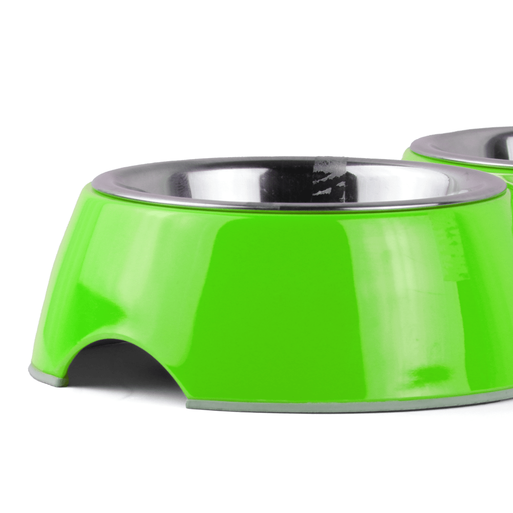 Basil Double Melamine Bowl Dinner Set for Dogs and Cats (Green) image 3