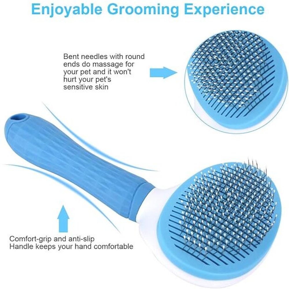 Chullbull Self Cleaning Oval Pin Slicker Brush for Dogs and Cats (Blue) image 5