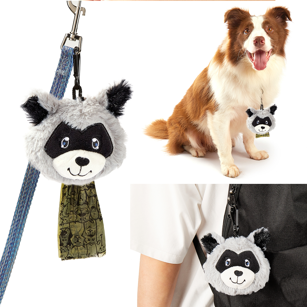 Barkbutler x Fofos Plush Racoon Poop Bags for Dogs and Cats image 7
