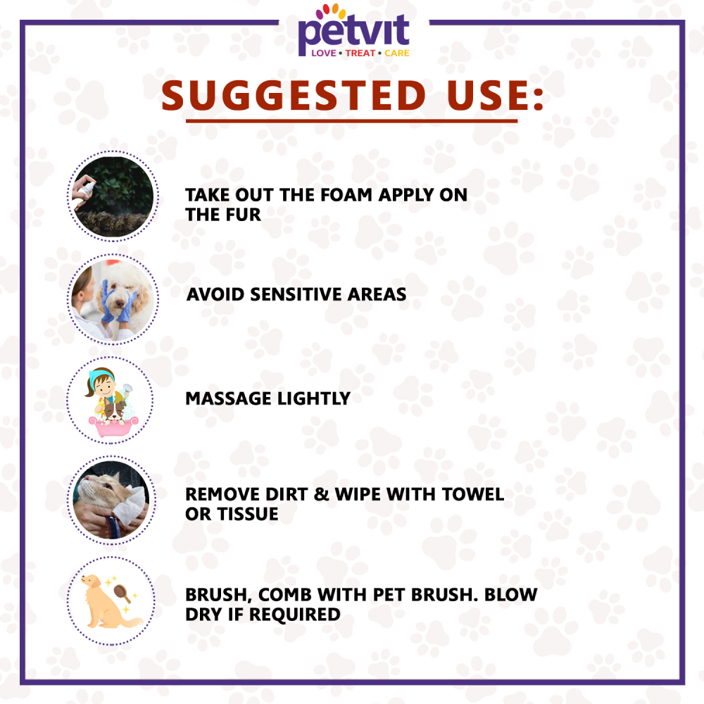 Petvit Oatmeal Waterless Shampoo for Dogs and Cats image 3