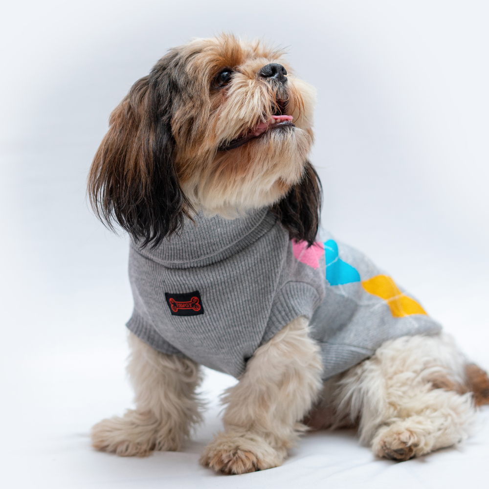 Pawgypets High Neck Cable Kint Sweater for Dogs and Cats (Grey) image 2