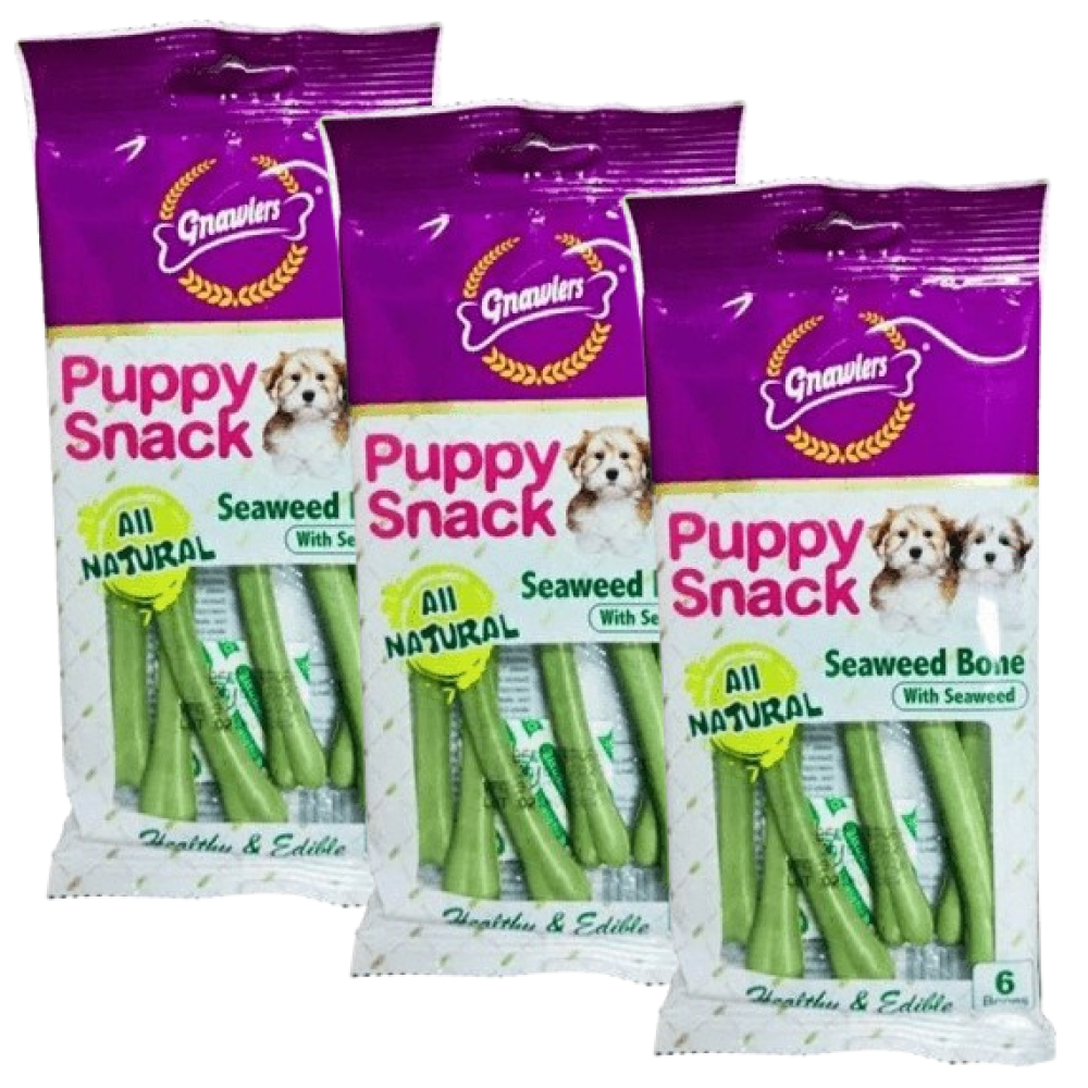 Gnawlers Puppy Snack Seaweed Bone Dog Treats image 2