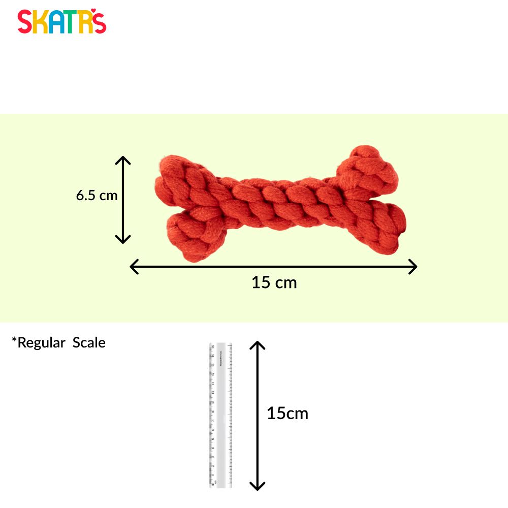 Skatrs Bone Shaped Rope Chew Toy for Dogs and Cats (Red) image 2
