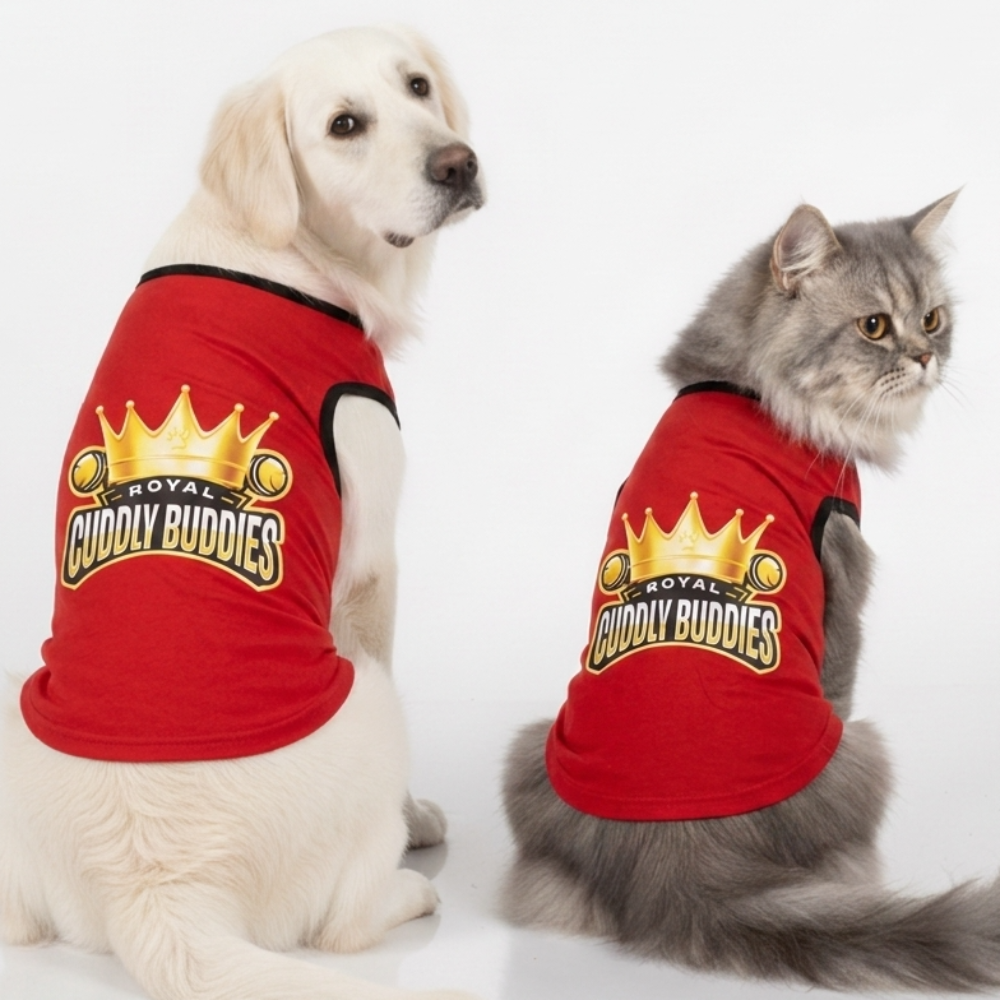 Skatrs Royal Cuddly Buddies Cricket Jersey for Dogs and Cats (Red)