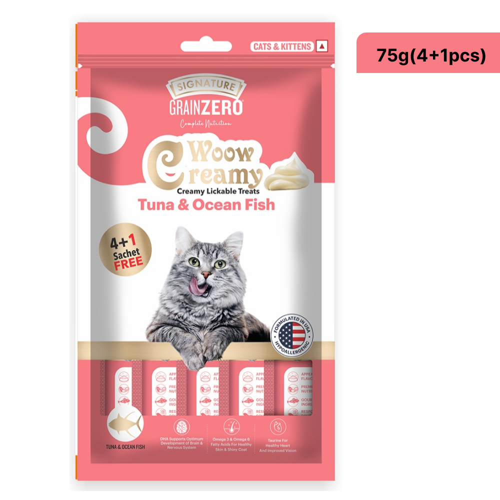 Signature Grain Zero Crab, Bonito and Scallop and Tuna and Ocean Fish Lickable Creamy Cat Treats Combo image 5