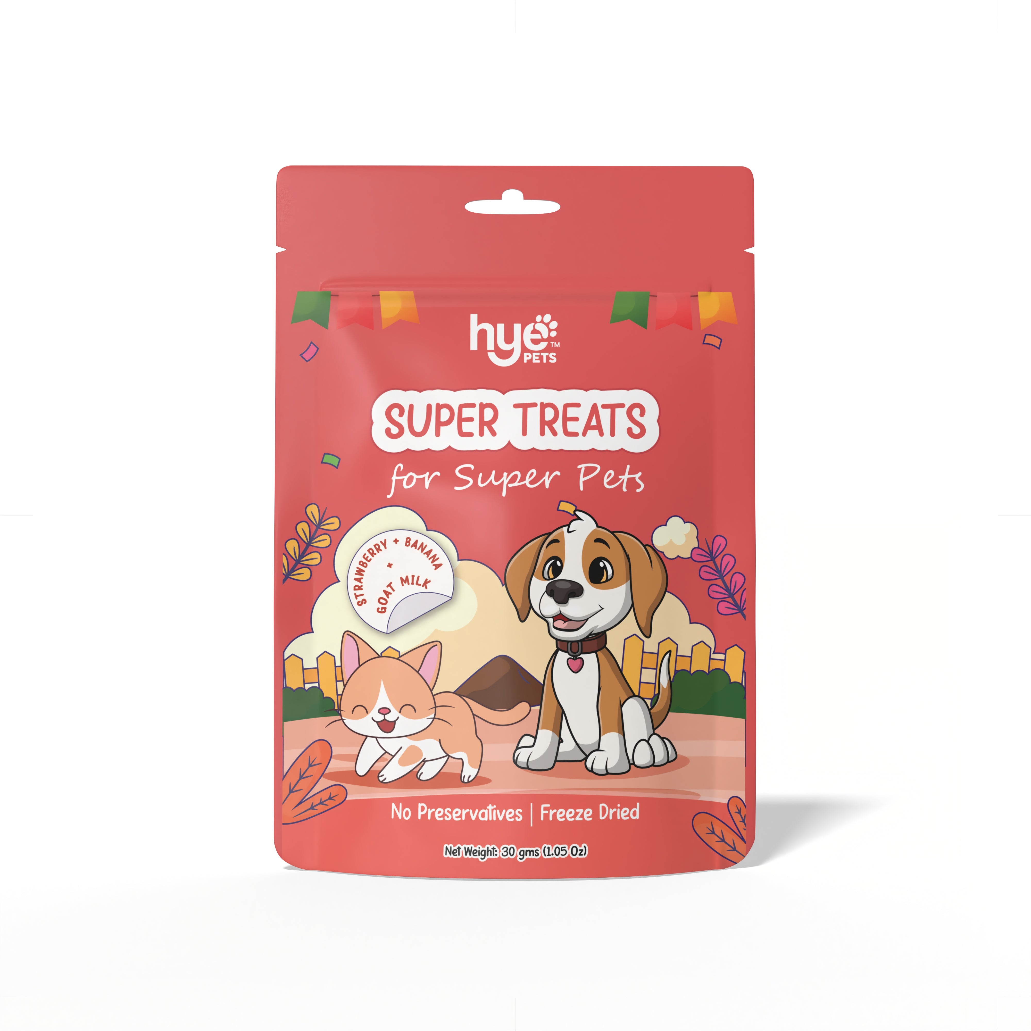 HYE Pets Freeze Dried Treats with Goat Milk, Strawberry, and Banana for Dogs and Cats