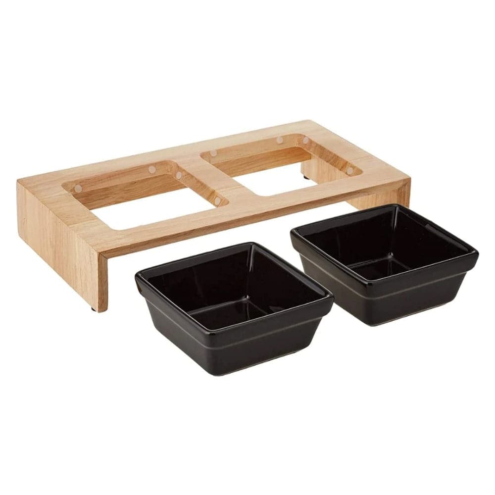 Trixie Ceramic Feeding Bowl with Wooden Stand for Dogs and Cats (Set of 2) image 3