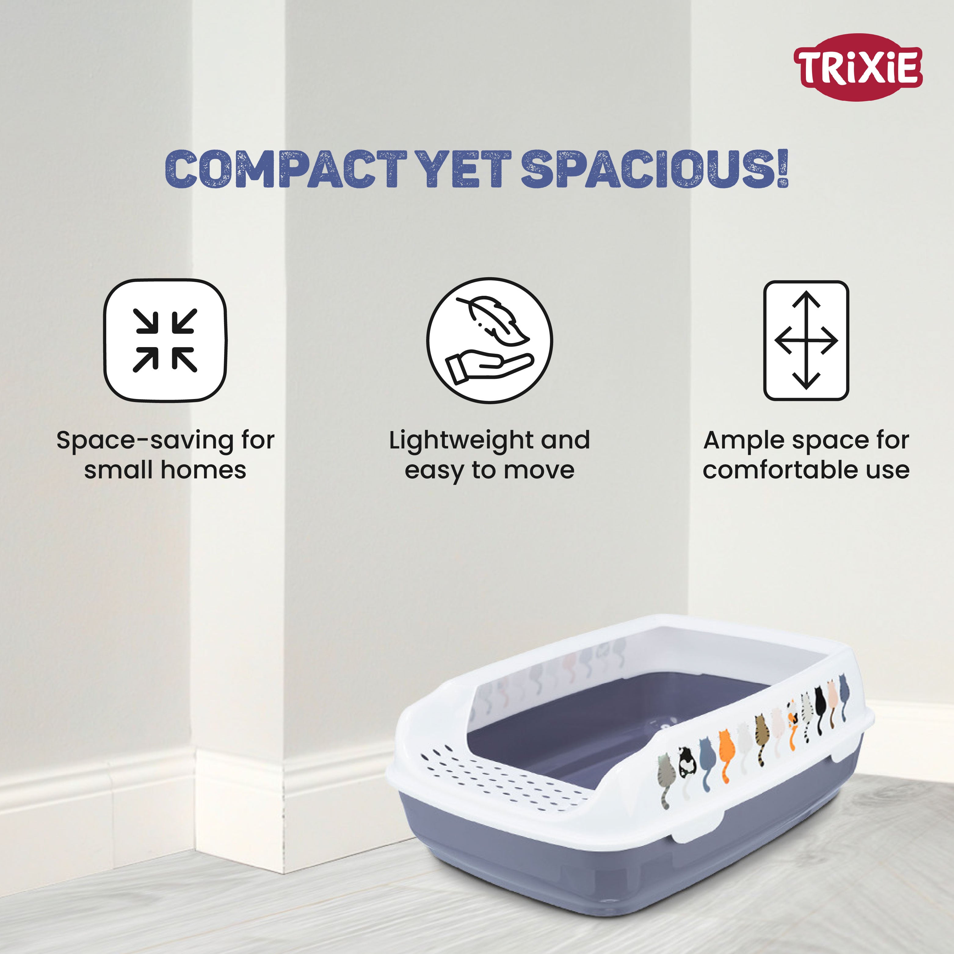 Trixie Delio Litter Tray with Rim for Cats (Grey/White) image 3