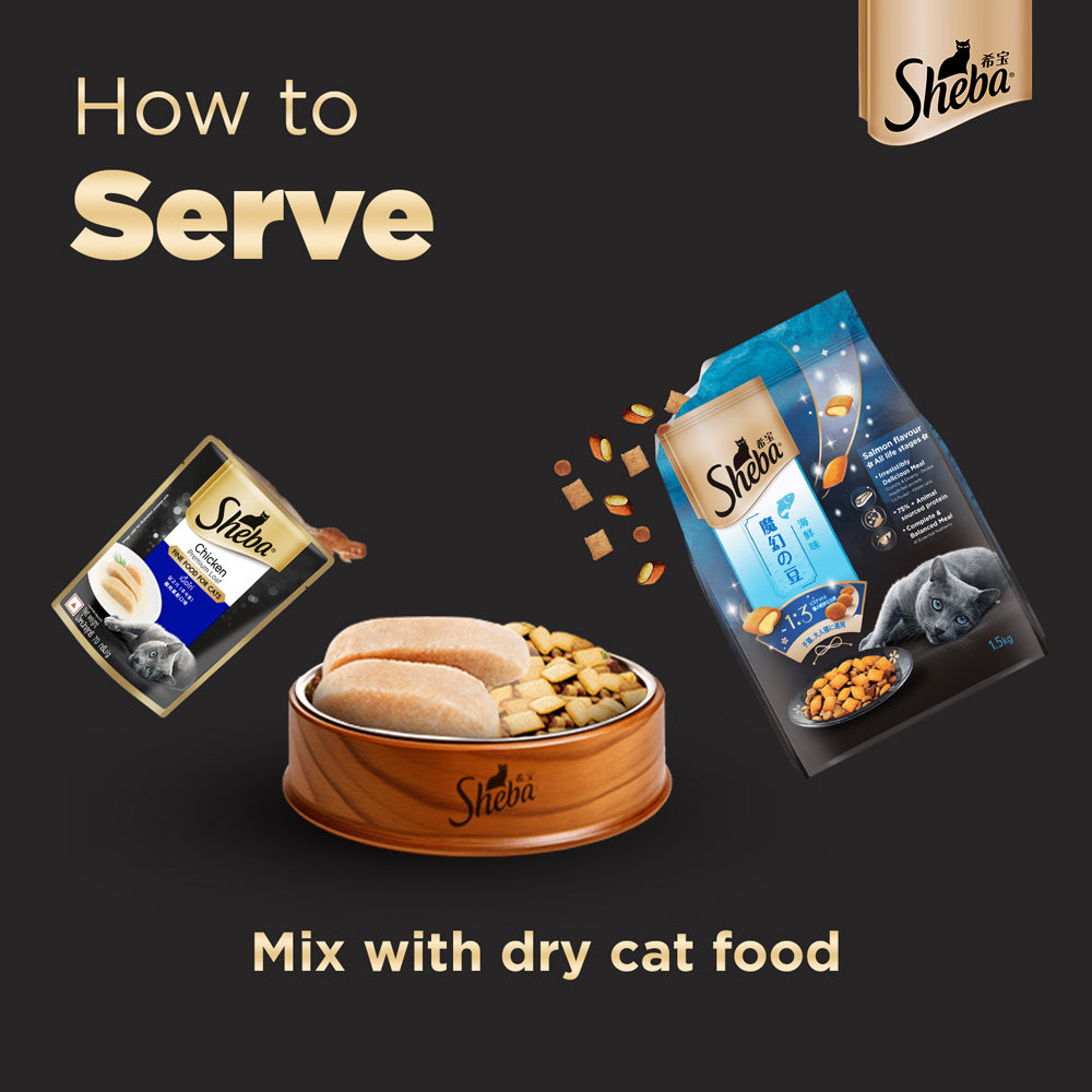 Sheba Chicken Loaf Rich Premium Adult Fine Wet Food and Chicken Flavour Irresistible All Life Stage Cat Dry Food Combo image 8