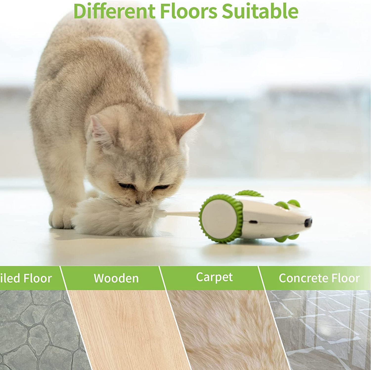 Pet Geek Furious Mouse Toy for Cats (White/Green) image 5