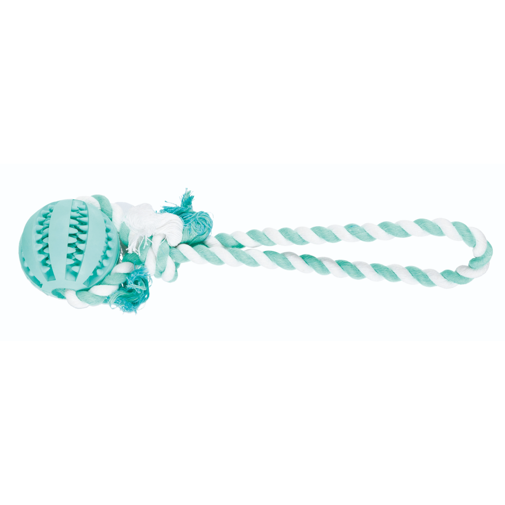 Trixie Denta Playing Rope with Fun Ball Mint Flavour Natural Rubber Toy for Dogs (Mint Green) image 2