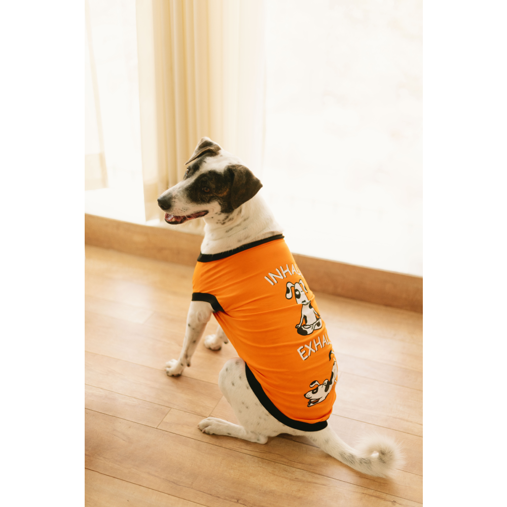 Pet Set Go Inhale Exhale T-shirt for Dogs (Orange) image 5